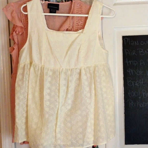 Ladies lemon yellow eyelet tank empire waist Large - Picture 1 of 7